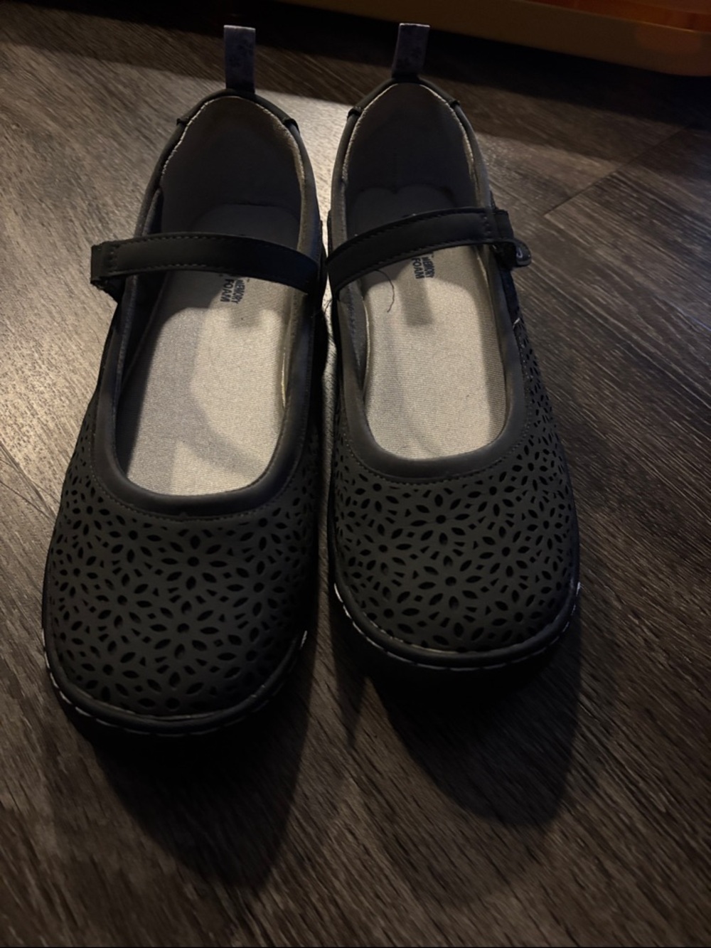 JBU Black Laser-Cut Mary Jane Flats with Strap